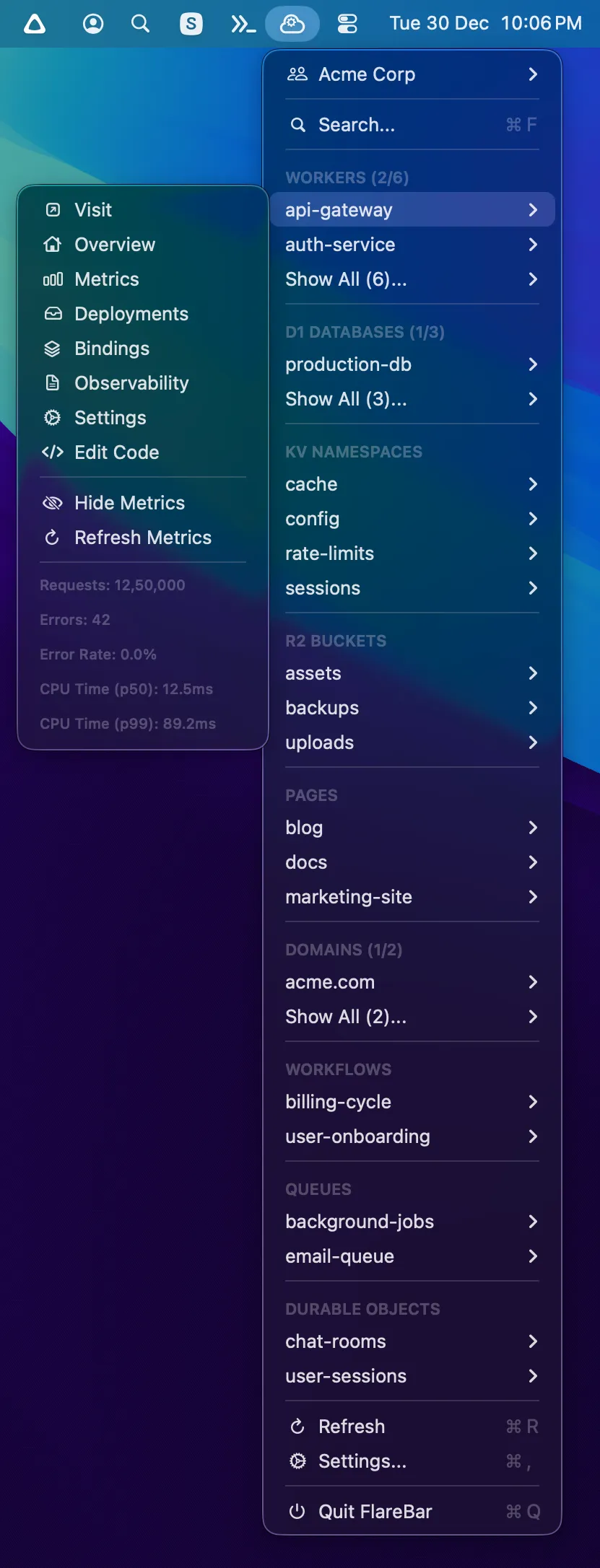 Live metrics